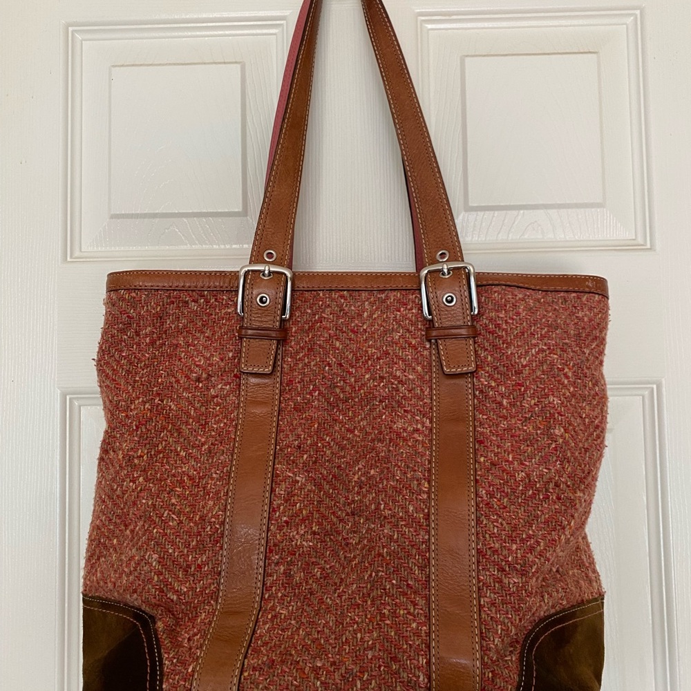 Coach Brown Tweed Tote Bag - Picture 7 of 8